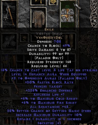 Exile Rune Word in Vortex Shield